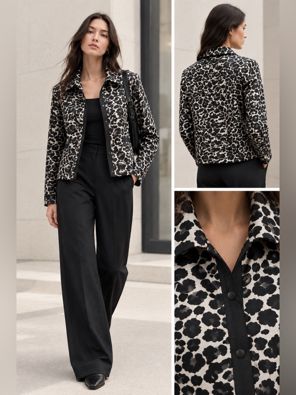 Metallic Leopard Animal Print Jacket Blazer M